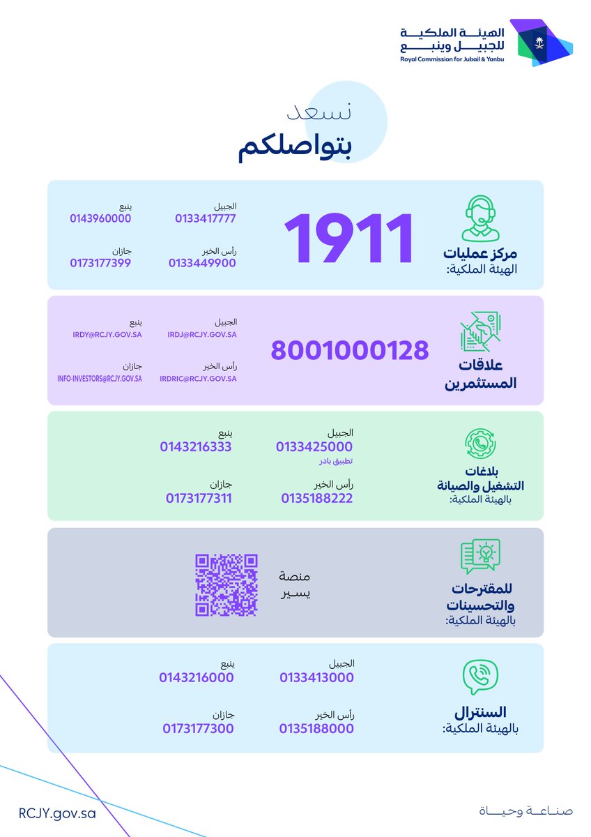 مركز الاتصال الموحد بالهيئة الملكية للجبيل وينبع tweet media