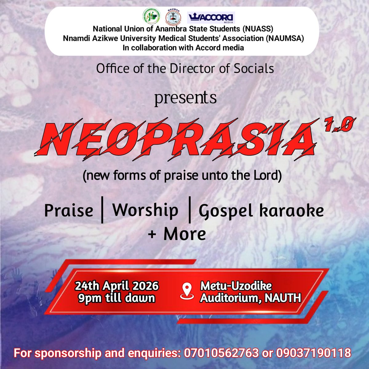 DoctorAccord's tweet photo. They said uncontrolled growth is dangerous…

But what if this one is praise? 🙌🔥

Neoprasia:
The new uncontrolled proliferation of gratitude, worship and fire unto God.

No boundaries.
No shame.
No apology.

This one must spread. @aproko_doctor https://t.co/6f9G34zQNX