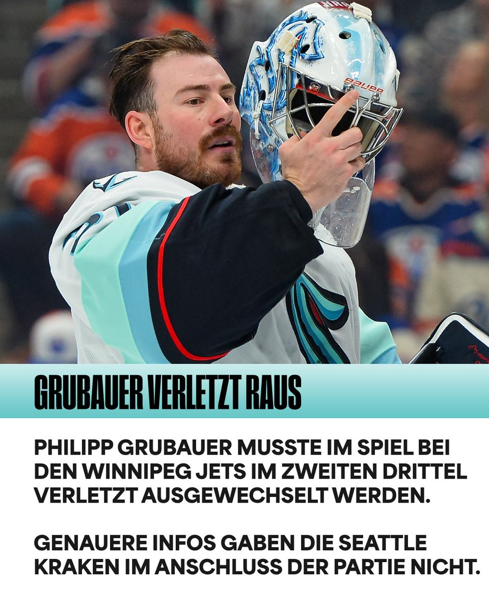 NHLde's tweet photo. Gute Besserung! 💪 Wir drücken ganz fest die Daumen, Grubi! 🤞 

#SeaKraken | @seattlekraken | @philgrubauer31 | #Grubauer https://t.co/o3cW5ZNrO3