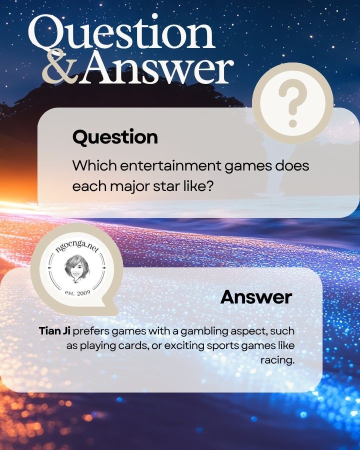 ngocngadotnet's tweet photo. Q: Which entertainment games does each major star like? 🎴🎲🎮
A: #TianJi prefers games with a gambling aspect, such as playing cards, or exciting sports games like racing.
---
#Destiny #ZiWeiDouShu #PurpleStarAstrology #ChineseAstrology #ChineseMetaphysics
Details in comment. 👇 https://t.co/qU9eBM29NR