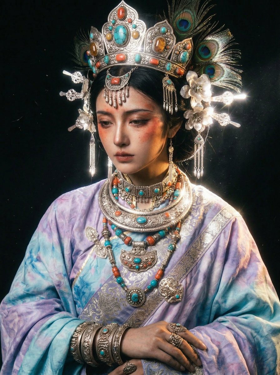 MirandaLimei's tweet photo. rembrandt lighting, strong side lighting, translucent glow, silver jewelry
created with @haimeta_ai https://t.co/NzGf93A2tm