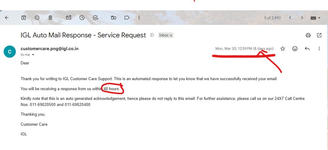 Kr12Rtweets's tweet photo. @IGLConnect, it's been 8 days since the email was sent to your CC email. The 48 hours have not arrived, even after 8 days. UR so-called customer care numbers are a pain in the a**** to reach. Keep on dialing, but no one connects. Pathetic
#IGL #CleanEnergy #DriveClean #CNGDrive https://t.co/U01VOw3Jhv
