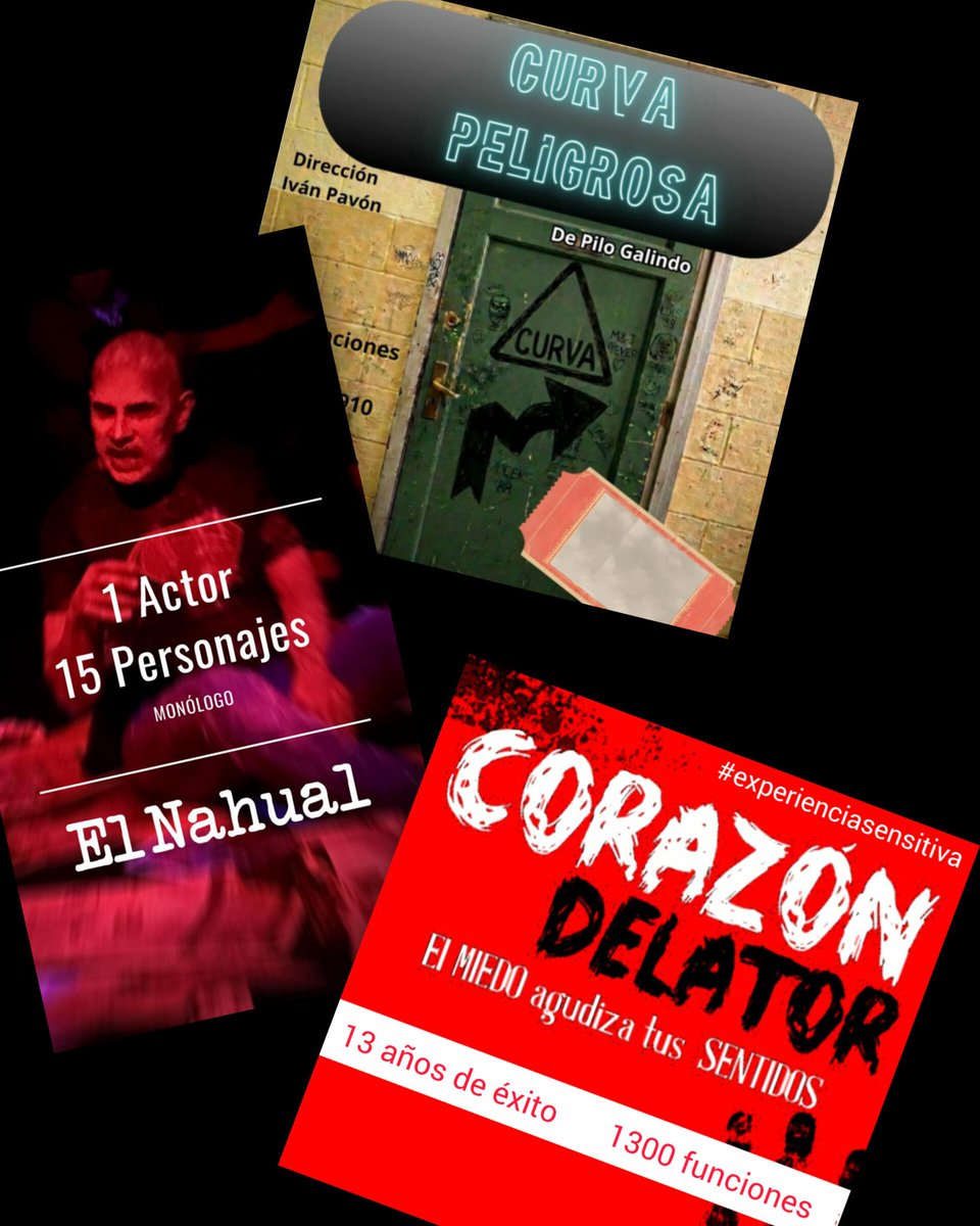ConstruArteT's tweet photo. Cartelera Teatral‼️

VIE 10 Abr
8pm
EL NAHUAL
Un muerto te enseña a vivir.
Comedia. +18.

 SAB 11 Abr
7pm
CURVA PELIGROSA
3 adolescentes exploran la madurez.
Comedia. +13.

 DOM 12 Abr
6pm
CORAZÓN DELATOR.
Entra con los ojos vendados.
Teatro ciego. Toda la fam.

Info
📲2224569655 https://t.co/KgcMJXVzVv