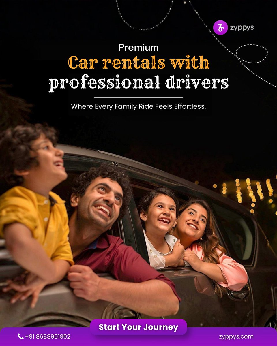 zyppys's tweet photo. Every journey deserves more than just a ride.

With Zyppys, it’s about comfort, trust, and chauffeurs who put your family first, every single time.

Because the way you travel matters.

📞 +91 8688901902
🌐 https://t.co/PMswGLq8El

#zyppys #premiumtravel #chauffeurservice https://t.co/VkDkmVQPQQ