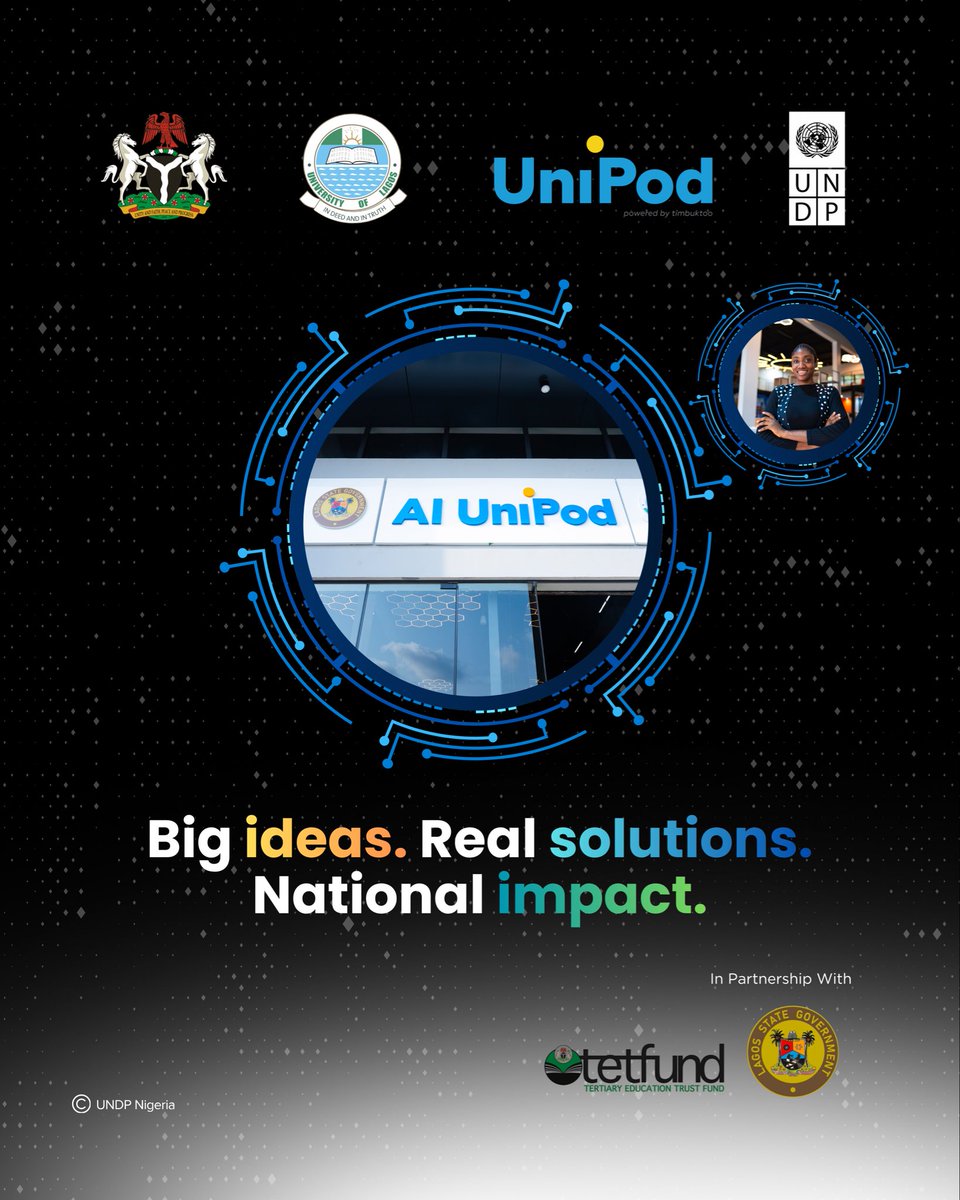 The UNIPOD Space opens today at the University of Lagos.
 
Come and see what the collaboration between <a href="/UNDPNigeria/">UNDP Nigeria</a> <a href="/followlasg/">The Lagos State Govt</a>  and @TETFundng has to offer young innovator! 

📅: Tuesday, April 7, 2026
⏰: 10:00 a.m.
🔗 Watch Live (YouTube):
youtube.com/live/qAyaz06Pd…