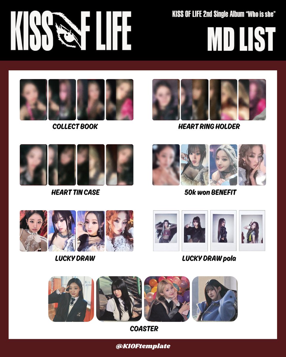 KIOFtemplate's tweet image. KISS OF LIFE 2nd Single Album [Who is she]
POP-UP CAFE MD 

PHOTOCARD LIST

KISSOFLIFE キオプ templates template pc 키스오브라이프 키오프 포카 JULIE NATTY BELLE HANEUL トレカ 一覧 KIOF PHOTOCARD poto card
#KISSOFLIFE #키스오브라이프
#KIOFtemplate #Who_is_she