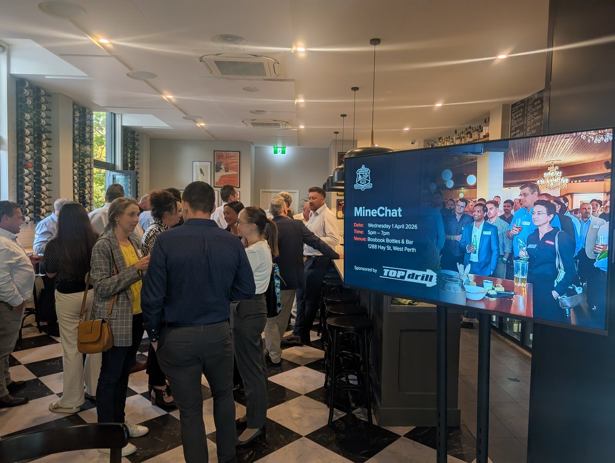 wasmalumni's tweet photo. We celebrated a few firsts last night!
-first of the month
-first MineChat for 2026
-first time at our new venue, 

Plus Topdrill's first time sponsoring a MineChat

A big thank you to our magnificent sponsor Topdrill for supporting the event.  We can't wait til the next one. https://t.co/lFrRxQXbg6