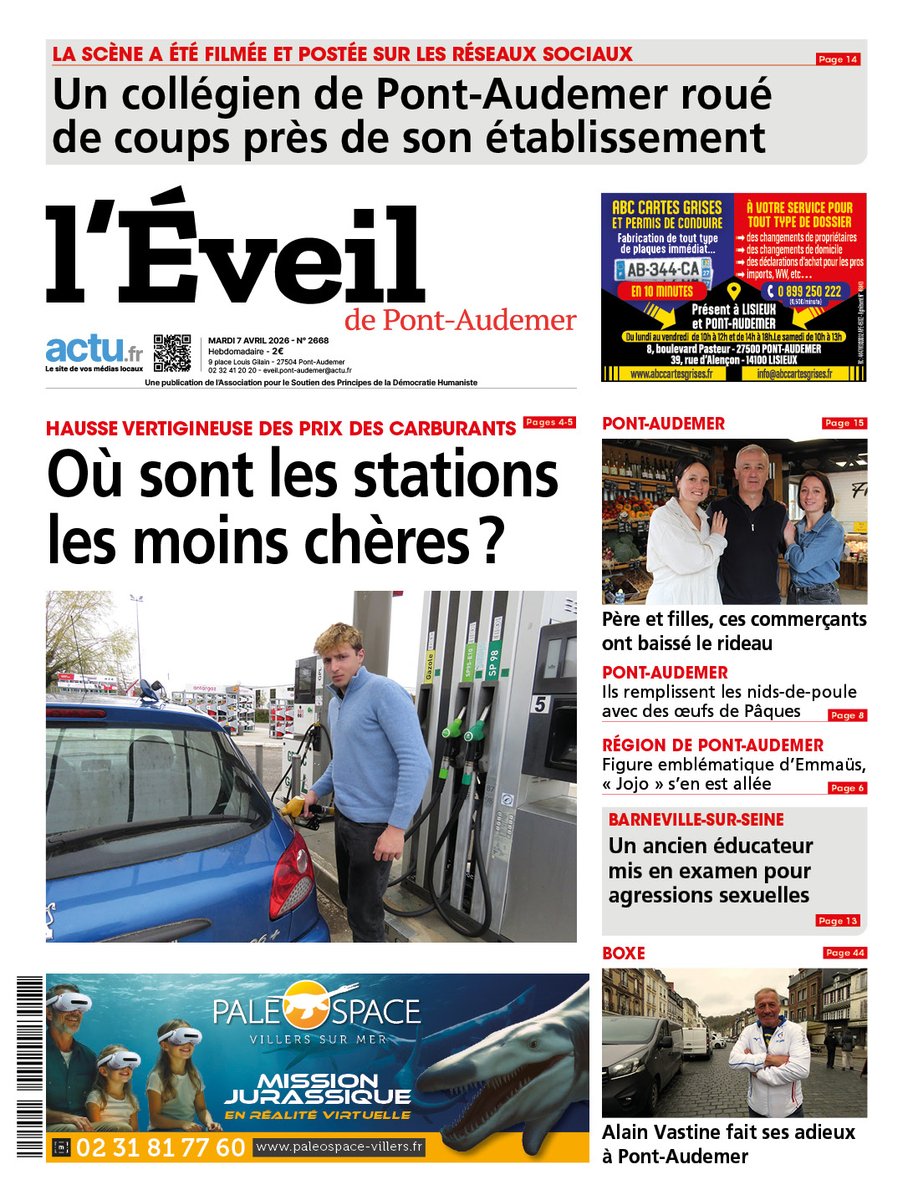 eveilponto's tweet photo. Voici la Une de L'Éveil de #PontAudemer de ce mardi 7 avril 2026 ⬇️ https://t.co/TNhIv5LVWP