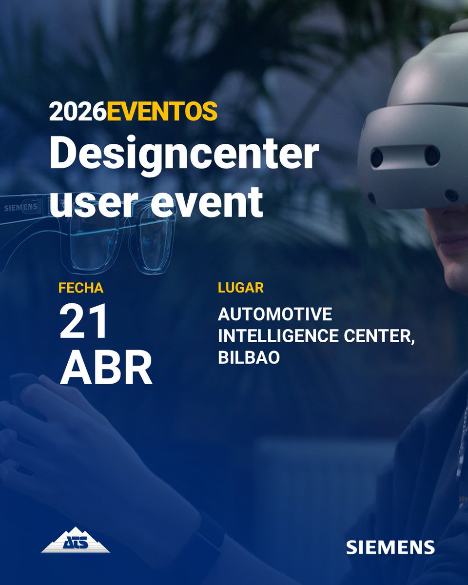 ATS_Spain's tweet photo. No es un webinar.
Es una experiencia de ingeniería en directo.
Designcenter User Event con Siemens.
📍 Bilbao | 21 Abril
🔗 Regístrate aquí: https://t.co/A7OKBTB0rS
#IngenieríaIndustrial #Designcenter #CAD https://t.co/MzX6CMh64A