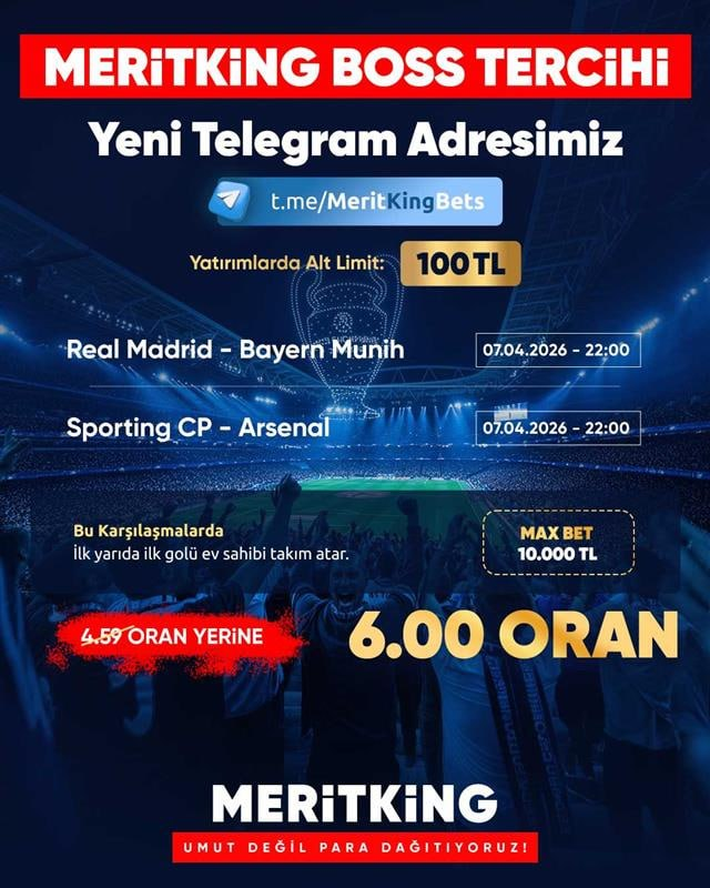 meritking_xlink's tweet photo. 🚨 #MERİTKİNG BOSS TERCİHİ!

💵 Min:100 TL | 🎲 Max:10.000 TL

⚽ Real Madrid-Bayern
⚽ Sporting-Arsenal (22:00)

🎯 ÖZEL TAHMİN:
İlk yarıda ilk gol EV SAHİBİ TAKIMDAN!

📊4.59 yerine TAM 6.00 ORAN!
#salı #FBvBJK

🔗Güncel Link Yorumda: https://t.co/3B1jOKRejH