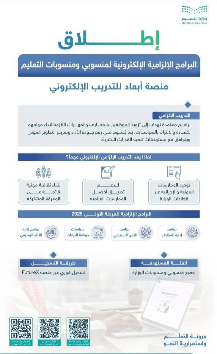 Bll0G's tweet photo. حضور مع اجتياز الدورات الإلزامية 📌

#منصة_أبعاد
#اثرائي 
#دروب 
#دورات_تدريبية_معتمدة 
#وزارة_التعليم

تفيد للترقية والسيرة الذاتية لتواصل خاص 📥 https://t.co/RkuCn2tHoX