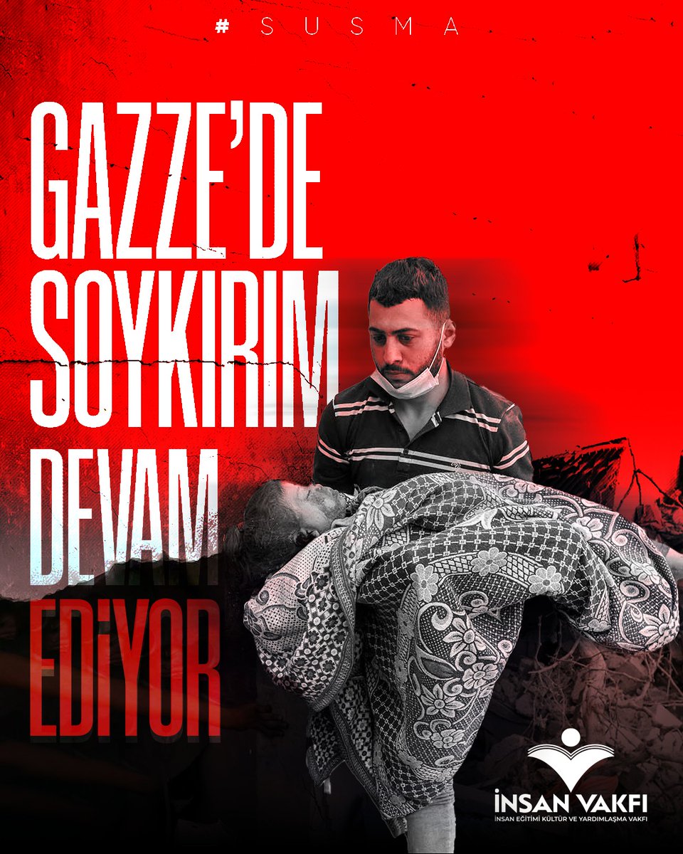 insanvakfiaydin's tweet photo. ❗️Zalim İsrail, kötü emellerine ulaşmak için soykırıma devam ediyor!

❗️Dünyada herkese yetecek kadar var olan topraklar, Filistinli çocukların mezarı oluyor!

#SUSMA https://t.co/Ki4E6xicm0