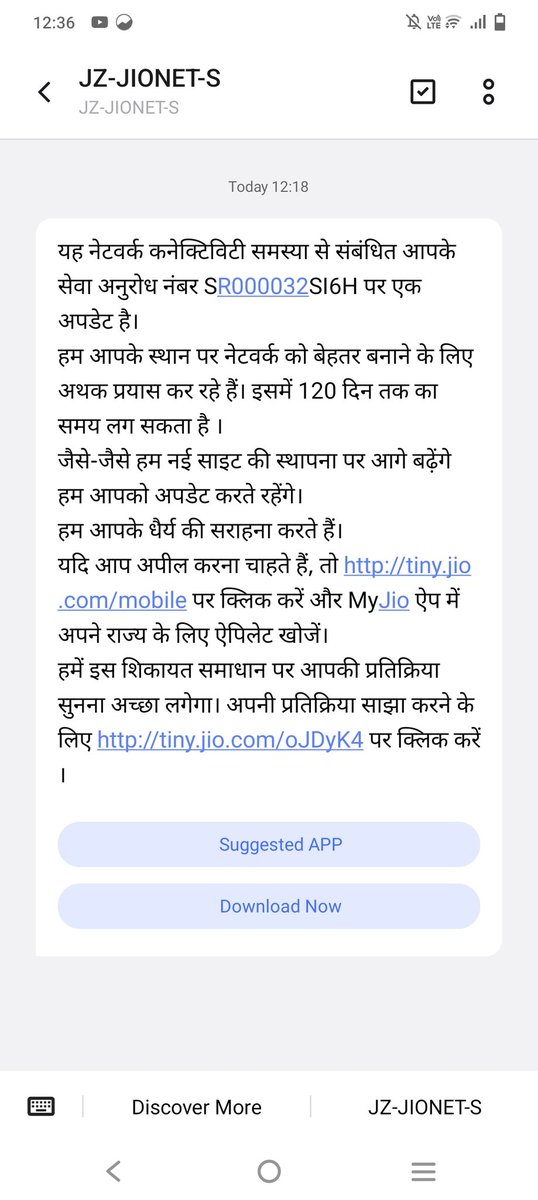 nandan1098's tweet photo. @JioCare @reliancejio aAgain fucking support provided jio....@_MukeshAmbani @AnilSinghvi_ @ZeeBusiness https://t.co/JPoNdHniJD