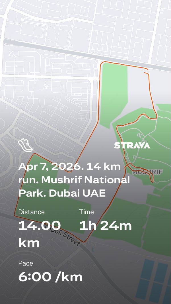 beshtawy's tweet photo. Apr 7, 2026. 14 km run. Mushrif National Park. Dubai UAE. Sign up for free sessions in Dubai. Check out https://t.co/5Bc7d9XX9Y Bakheet Beshtawy beshtawy #UAE #Dubai #running #Asics @googlephotos #garmin #Metaspeed_Tokyo_Ray
Check out my run on Strava.
https://t.co/ACVoxQuHZ0 https://t.co/9rqvPJDq8r