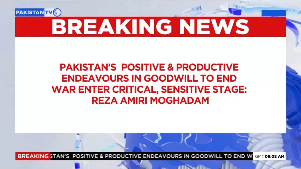 PakTVGlobal's tweet image. Iranian Ambassador Reza Amiri Moghadam, in a post of X, says Pakistan’s positive and productive endeavours in good will to stop the war are approaching a critical, sensitive stage

@IranAmbPak 
#IranPakistan #PeaceEfforts #MiddleEastTensions #PakistanRole  #PakistanTV