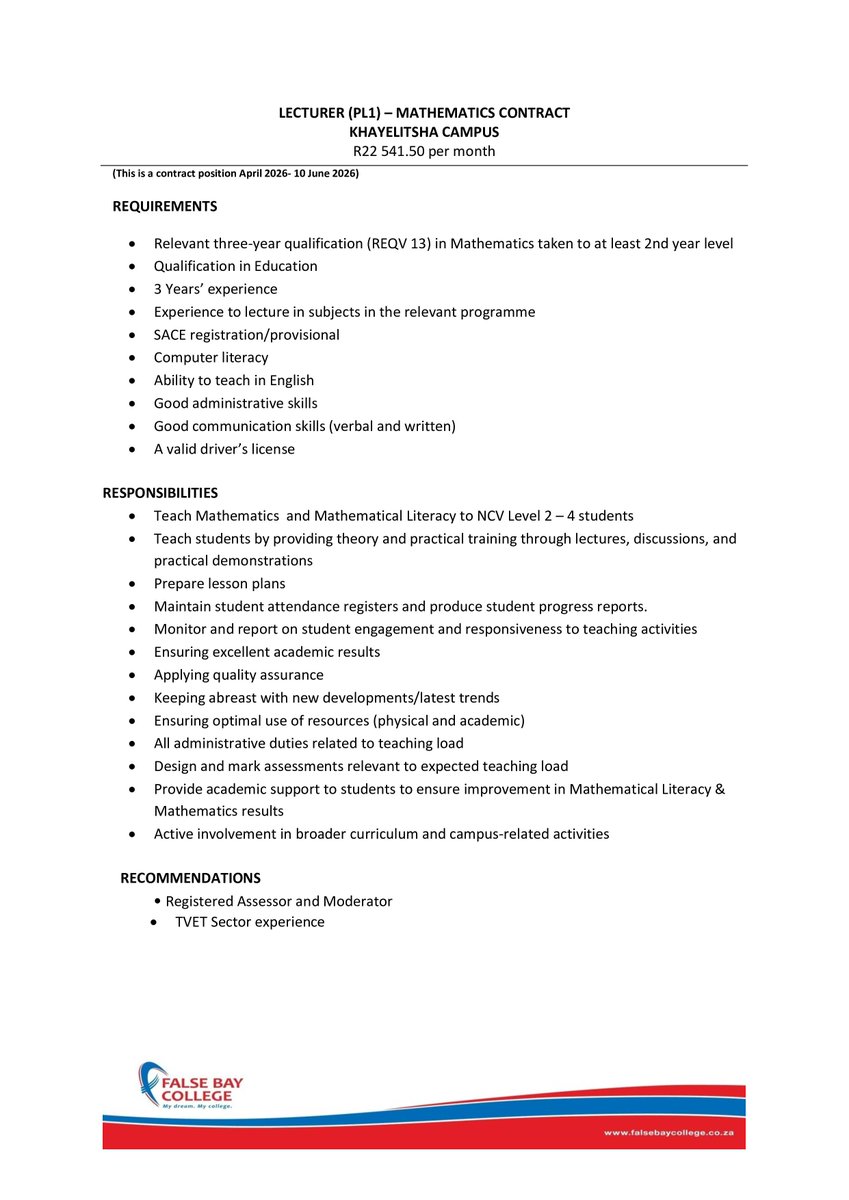 False Bay College tweet media