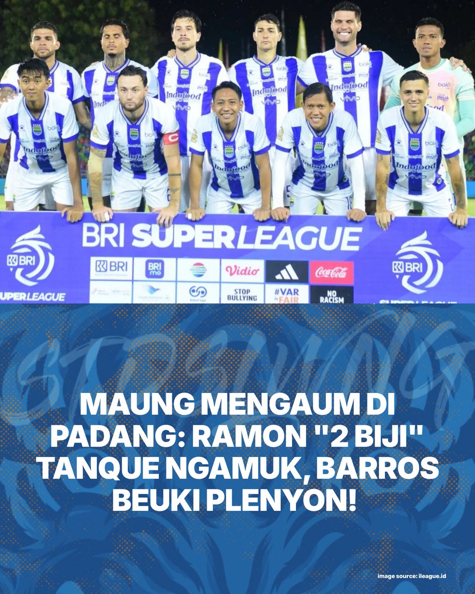 stdnsiliwangi's tweet photo. 8 LAGA FINAL DEUI, GASKEUN SIB! 🐯🔥
Persib hasil naklukkeun Semen Padang 2-0 liwat aksi Ramon "Dua Siki" Tanque. Sanajan meunang, tapi loba catetan: ti mimiti Barros nu beuki plenyon 😭
BACA ANALISIS LENGKEPNA DI KARYAKARSA ➡️ https://t.co/9rOOC9EXfc
#stdsiliwangi https://t.co/PiaVV3HqbQ