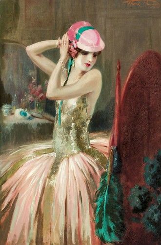 Henri joseph tomasヘンリジョセフトーマス(1879-1972)ベルギーの画家、彫刻家。彼は夜のバーの風景やcocotte(高級娼婦)を描きました。官能的な女性を描く点ではベルギーの画家兼版画家のフェリシアンロップスの影響を受けていました。