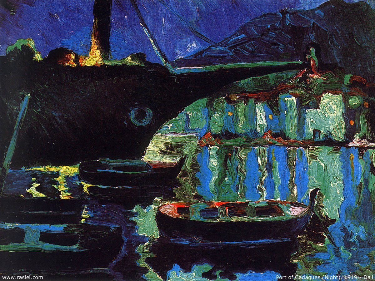 artist_dali's tweet photo. Port of Cadaques (Night), 1918 #artbots #dali https://t.co/v9AbPnICXe