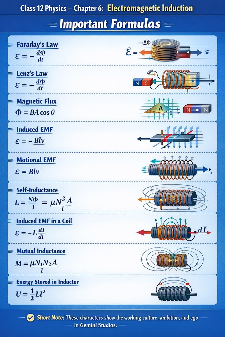 RWPhysics's tweet image. Electromagnetic Induction Formulas #physics