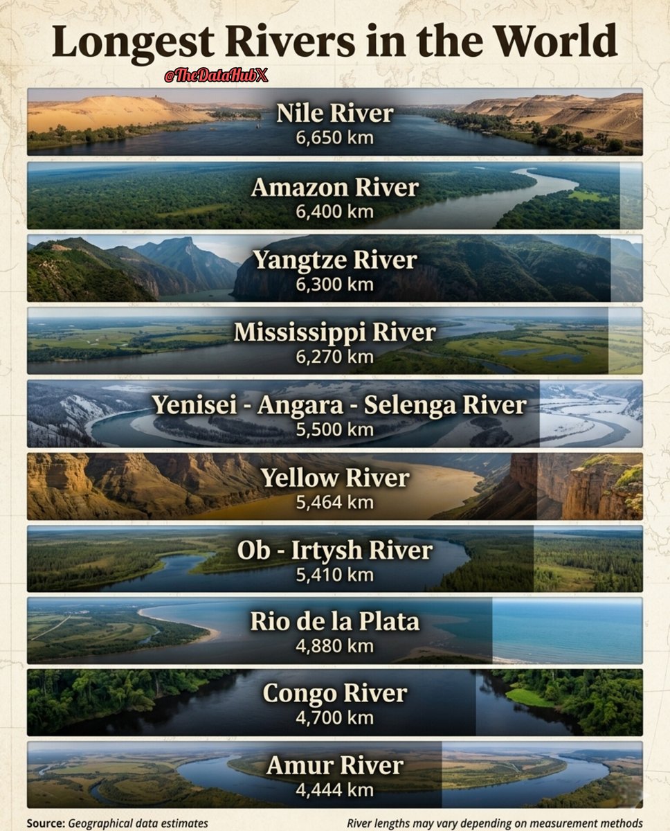 Longest River In The World 1. Nile River - 6,650 km 2. Amazon River ...