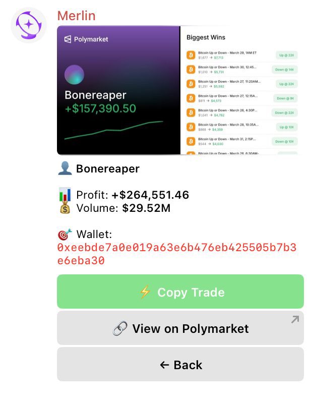 mahera777's tweet photo. I think this is the best automatic bot for copying on Polymarket 

he made more than 9,000 predictions in 2 weeks, and his PnL is more than $261,000

he trades exclusively on Up/Down markets: 5-min, 15-min and larger

his activity does not stop, trades are opened literally every minute

his profile: https://t.co/YIZjbNO2hF

you can automate copying his trades via bot: https://t.co/RGa124fmHv