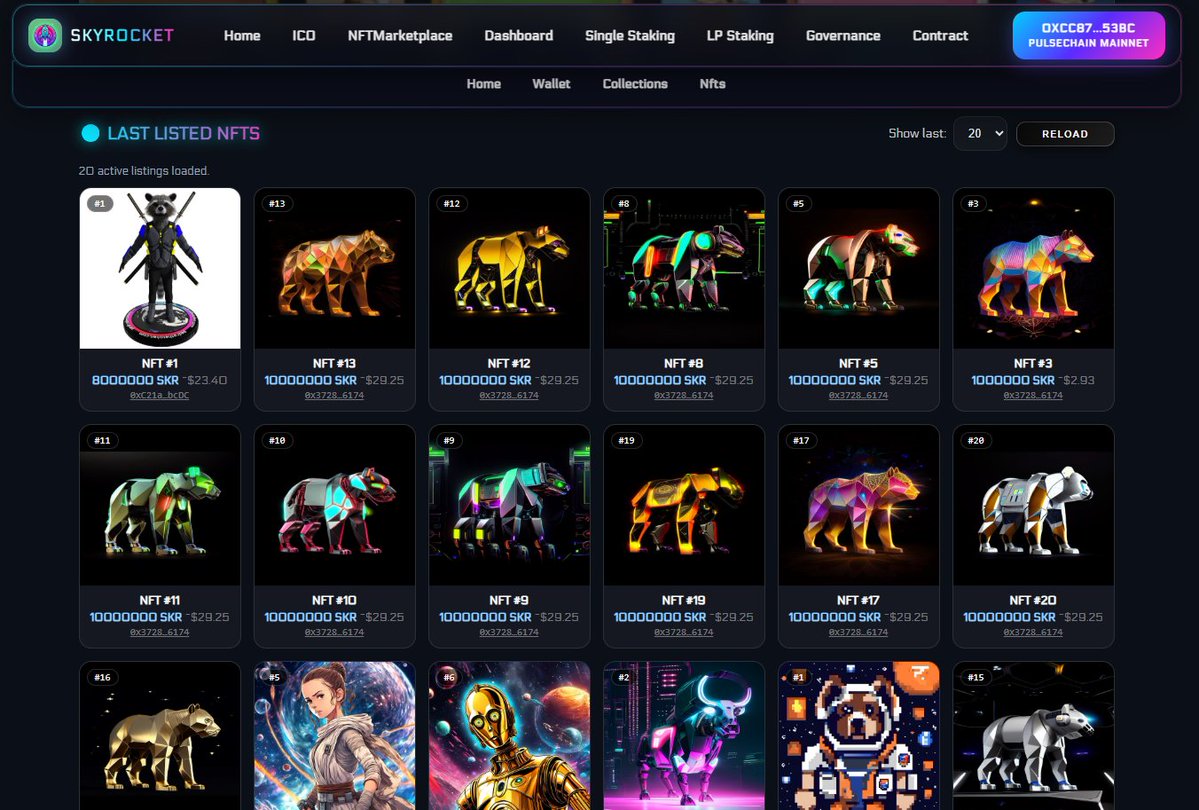 <a href="/beatbox_market/">BeatBox</a>  and <a href="/MintraAI/">Mintra</a>  are down, but you can still buy and sell NFTs on SkyRocket Marketplace, the fastest marketplace on #PulseChain

tokenskyrocket.com/NFTMarketplace

#PLS #PLSX #HEX #HEXICAN #SKR #NFT #INC #ProveX