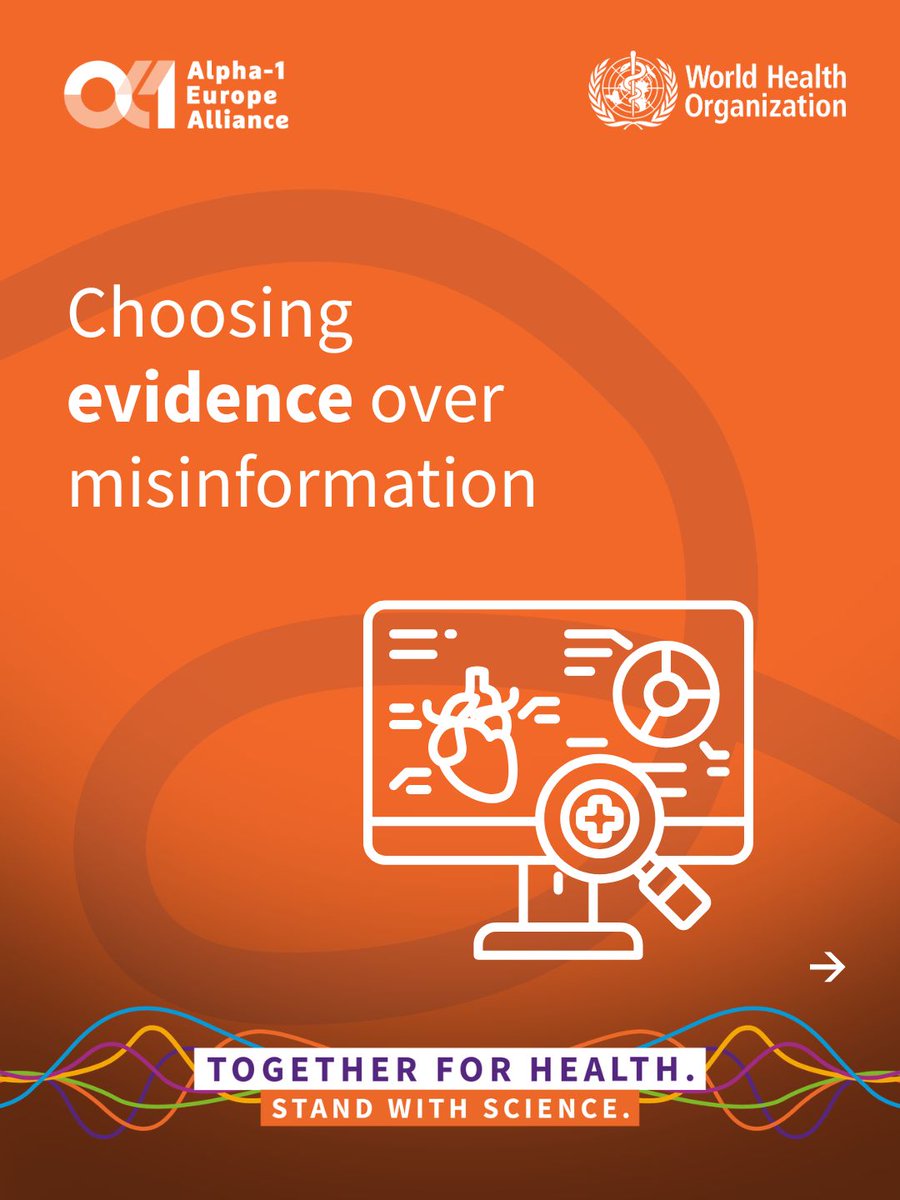 alpha1europe's tweet image. This #WorldHealthDay, we highlight the importance of evidence-based decisions for the #AATD community 🔬

Trust science-based info to:
• protect lung, liver &amp;amp; skin health
• support early diagnosis
• guide treatment decisions
• improve quality of life

Science drives earlier