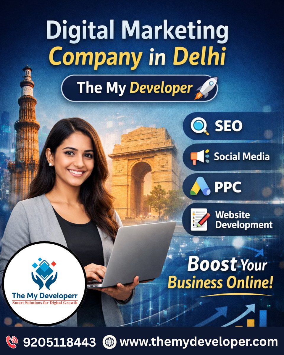 Themydevelper's tweet photo. Boost your online presence with Digital Marketing Company in Delhi - The My Developer 🚀
From SEO &amp; Social Media to PPC &amp; Website Development — we help your business grow faster &amp; smarter.
#DigitalMarketing #SEO #PPC #SocialMedia #BusinessGrowth #DelhiBusiness #TheMyDeveloper https://t.co/zMnEMrOzHG