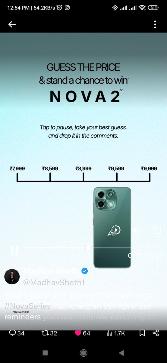 bindassSwati02's tweet photo. @MadhavSheth1 ₹9,599

#NovaSeries 
@MadhavSheth1 https://t.co/FtK0ic9ylB