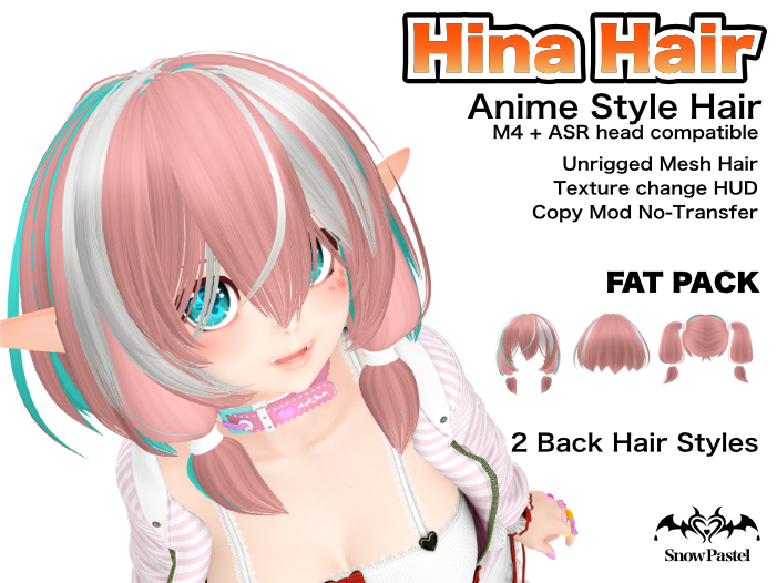 SnowPastel_jp's tweet photo. 新作「Hina Hair」を公開しました。  
左右のもみあげをやさしく結んだ前髪が特徴のヘアです。  
後ろ髪はボブとツインテールの2種類入りで、同じ前髪のまま気分に合わせて切り替えできます。  
控えめだけど少し印象に残る、そんなバランスを目指しました。 #SecondLife
https://t.co/9i81kdVFmc https://t.co/YCY25m2KgK