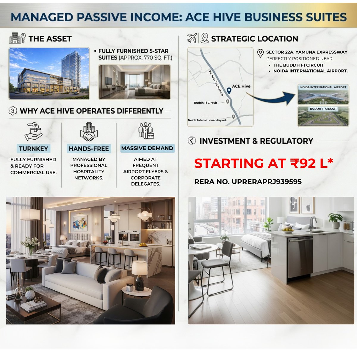 PropertynewsPro's tweet photo. Invest Smart with ACE HIVE Business Suites

✔ Fully Furnished 5-Star Suites
✔ Prime Location near Noida International Airport
Starting From ₹92 Lakhs*

📍 Sector 22A, Yamuna Expressway

📞 9268900800
🌐 https://t.co/cpXQpdGwCd

@aceproperty_co 

#acehive https://t.co/GAydPEpJeM