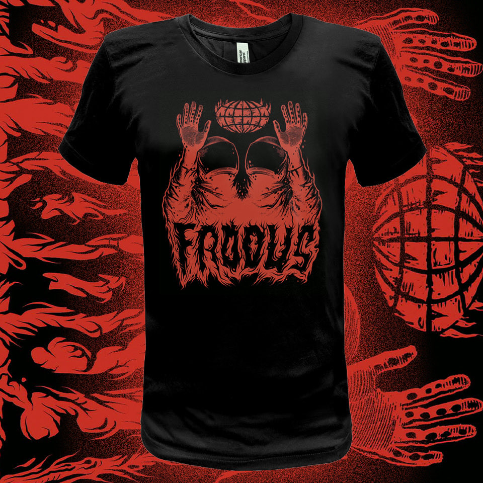 frodusescape's tweet photo. NEW(!) Frodus shirt from @BifocalMedia - world on fire! https://t.co/CMYgTQzVTW 💿💻 #punk #frodus #skramz #screamo #astronauts https://t.co/Q4rCYZIb7y