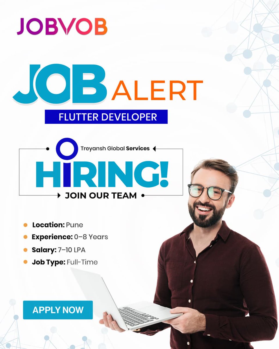 jobvobofficial's tweet image. Job Alert – Flutter Developer

Treyansh Global Services is hiring Flutter Developers in Pune with a good salary and growth. If you have skills in Flutter or want to start your career, don’t miss this!

👉Apply here: jobvob.com/job/flutter-de…

#JobAlert #FlutterDeveloper #Hiring