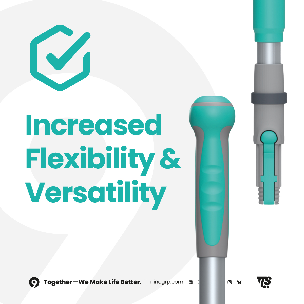 It’s simple. It’s small. But it makes all the difference.

Reduce the need for equipment with one handle and the Jack Lampo — a smart, intuitive system that connects multiple tools in seconds.

‘Together — We Make Life Better.’

#HousekeepingTeams #NHS