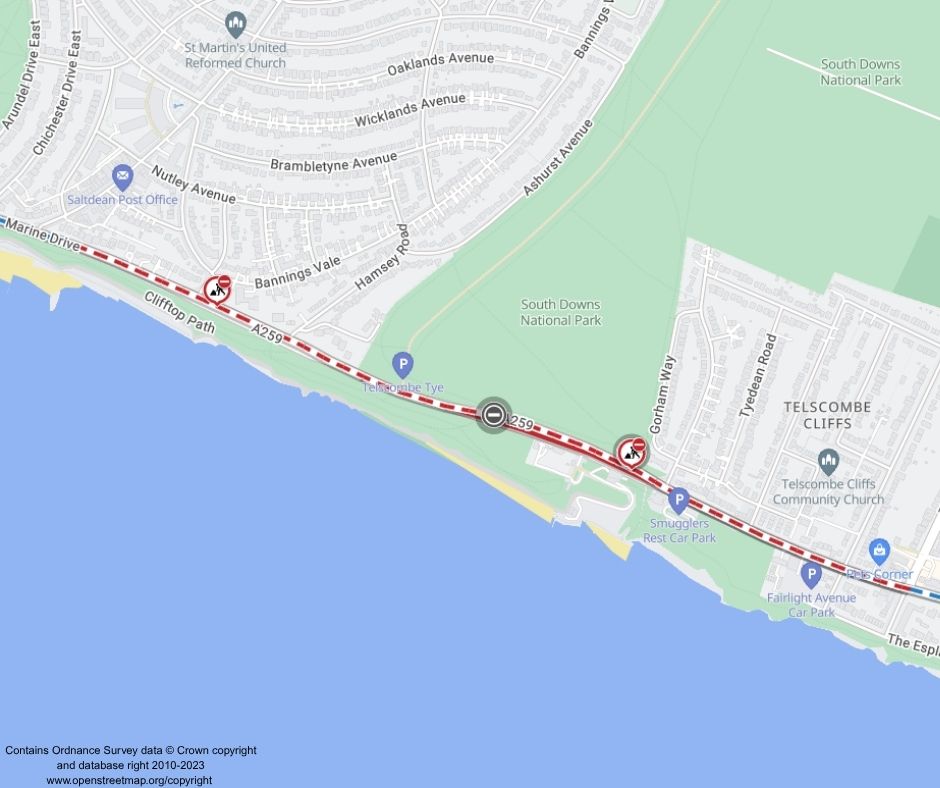 esccroads's tweet photo. 📍 A259 South Coast Road and Marine Drive, #Peacehaven
ℹ️ Carriageway repairs
📆 5 - 10 May 2026
🔴 Road closed 8pm - 5am. 
https://t.co/BXztMakCml https://t.co/AQQWelQIpe