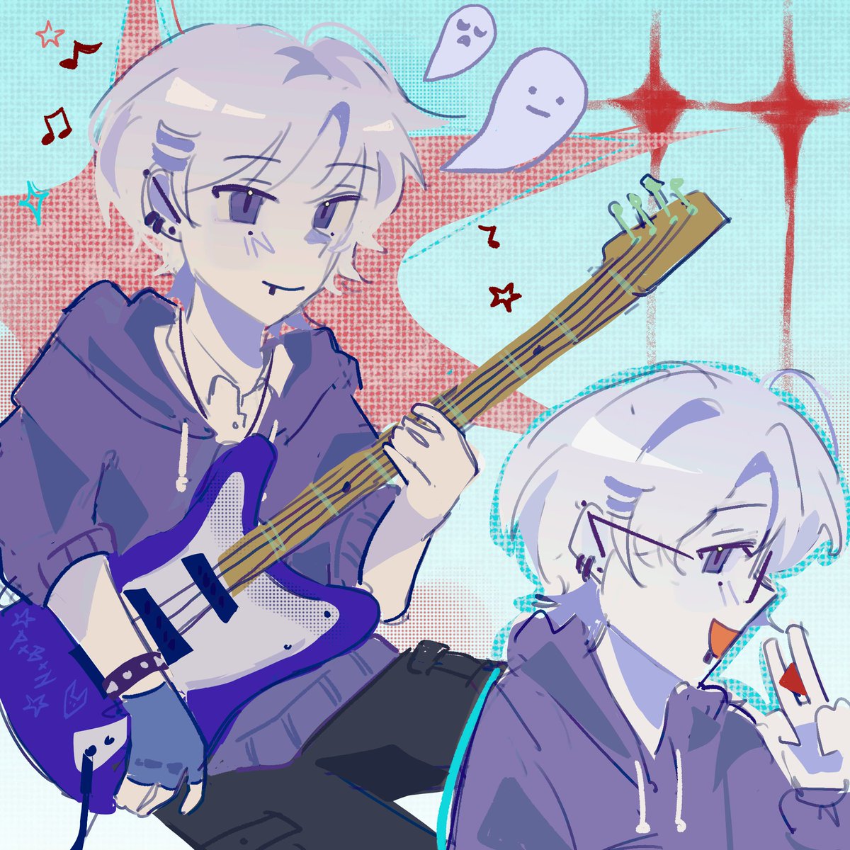 rukoruus's tweet image. im big and greedy for more micro fanart 😢 #microghost #microspr (i cant draw a guitar IM SORRY)