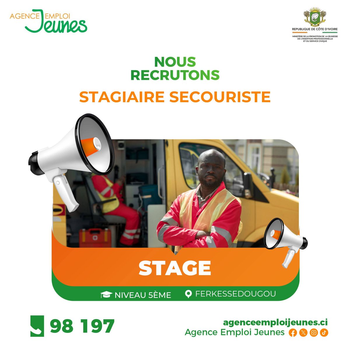 EmploiJeunesci's tweet image. #jobalert
🔴 STAGE
Nous recrutons 3 Stagiaires secouristes, pour le compte de l’un de nos partenaires.
👉 Rendez-vous sur le site agenceemploijeunes.ci pour postuler et découvrir plus d'offres.

📌 Tous les services de l'Agence Emploi Jeunes sont gratuits
#STAGE #PJGOUV