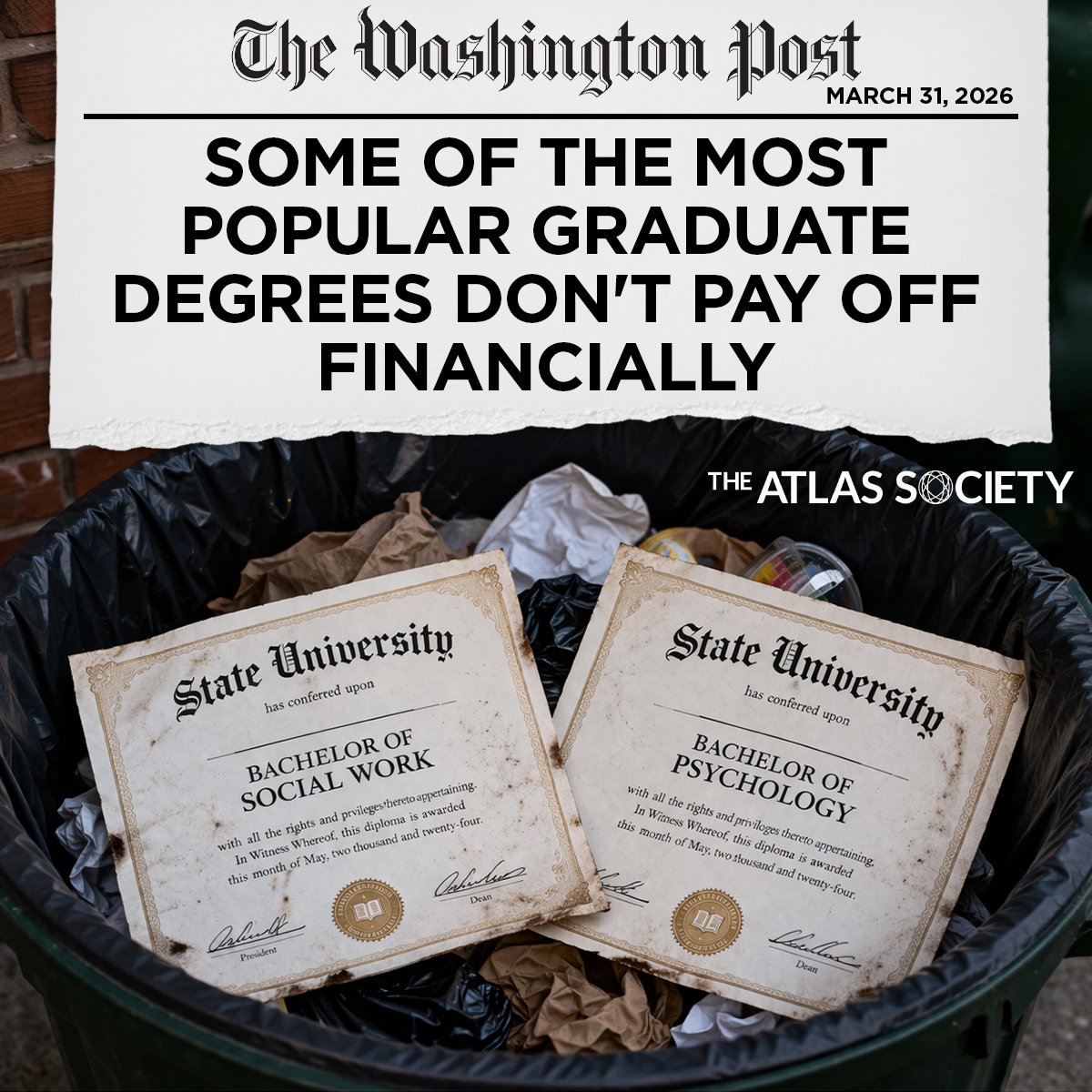 TheAtlasSociety's tweet image. College isn’t risk-free. It’s just sold that way.