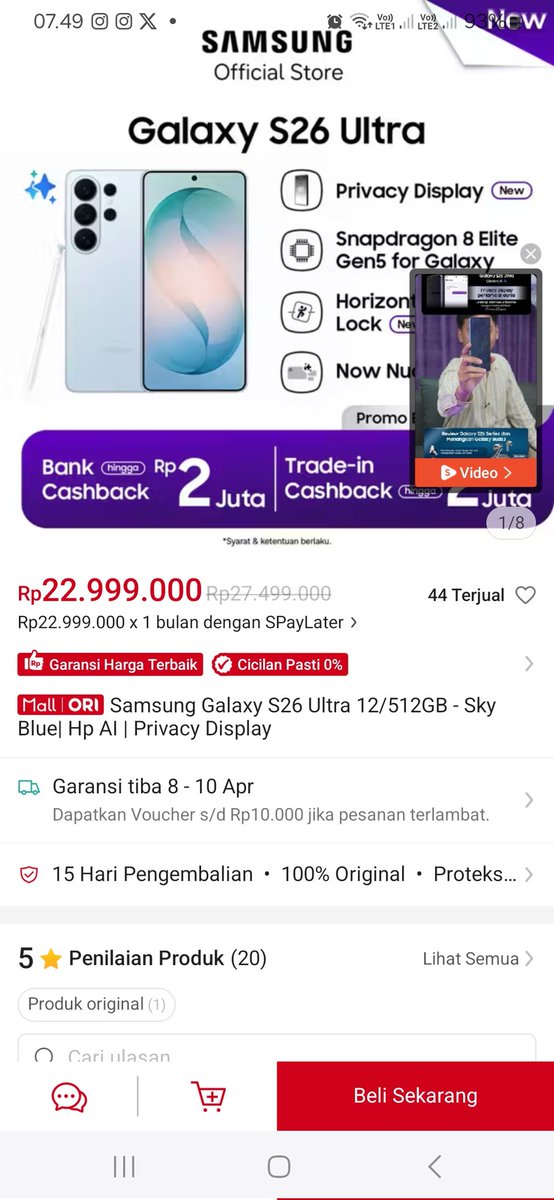 ayuendah28's tweet photo. @ShopeeID Suka banget sama fitur Horizontal Lock di #GalaxyS26 Series, bikin video aku tetap stabil meskipun banyak gerak 🙌 #GalaxyS26xShopee

Bismillah rezeki ultahku 10 April bisa ganti HP impian 😍🤲 tolong kabulin Ya Allah lewat Giveaway @ShopeeID ✨️🧡🧡 https://t.co/f41vUzW2rE