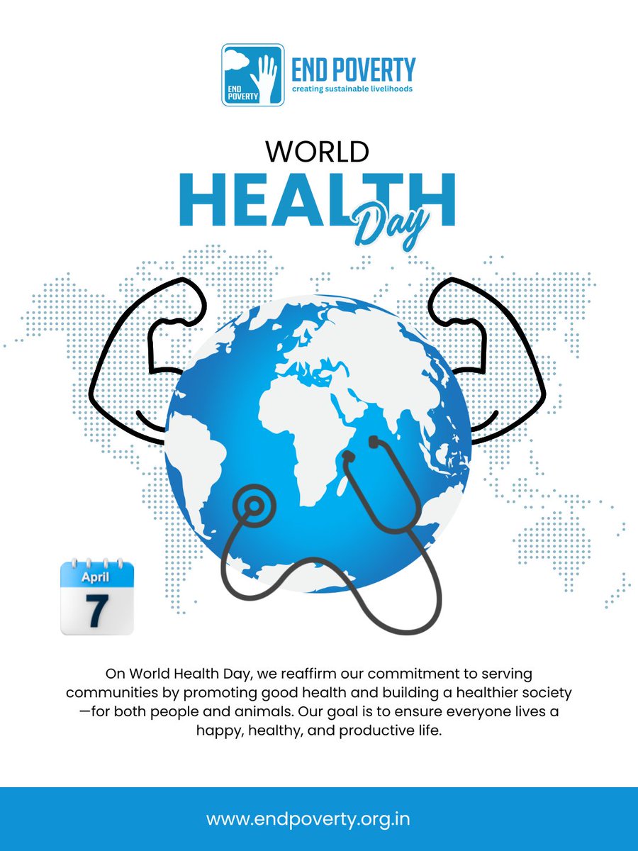 ENDPOVERTY16's tweet photo. On #WorldHealthDay, we reaffirm our commitment to building a healthier society for both people and animals. Our efforts have reached thousands of lives, supporting over 25,000 individuals and 80,000+ animals through dedicated care.Because true well-being is shared. https://t.co/pKjtzjSdQd