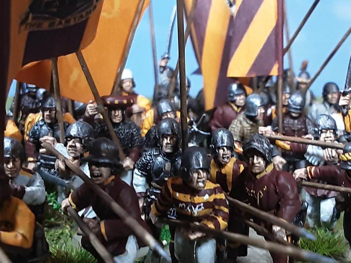 yarkshiregamer's tweet image. The next unit on display @salute53 is the Bradford City Pike Block, painted to celebrate 🍾 the clubs promotion to League 1 last year. 28mm Perrys Miniatures with home made flags, each fig has a kit based on 1 from the clubs history 
#wargames #hobby #history #bcafc