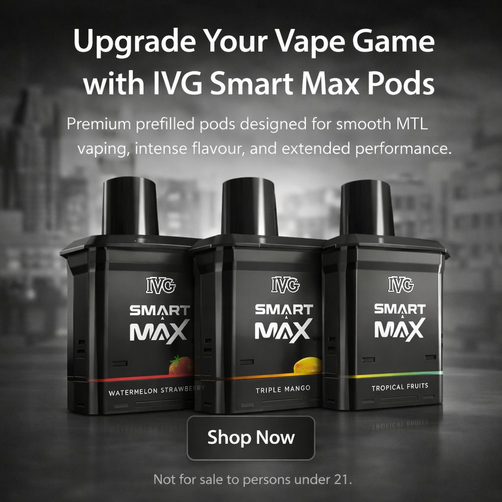 smart max vape refill IVG Smart Max Refills deliver up to 10K puffs with smooth MTL performance  and zero hassle. Prefilled 2ml pod + 10ml refill tank, 20mg nic salt, mesh  coil for rich flavour. Simple,