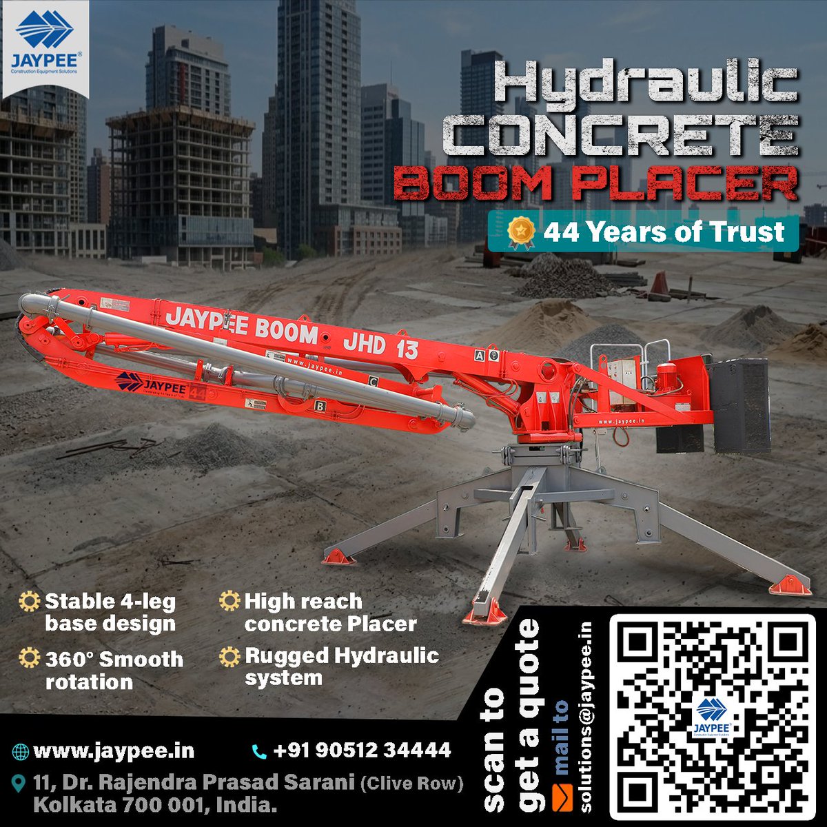 JaypeeIndiaLtd's tweet photo. Let’s Build the Future Together
Don't let logistics slow down your timeline. Experience the Jaypee advantage today.

Call for inquiries: +91 90512 34444
Email us: solutions@jaypee.in

#ConstructionEquipment #BoomPlacer #JaypeeGroup https://t.co/sflUgMkoML