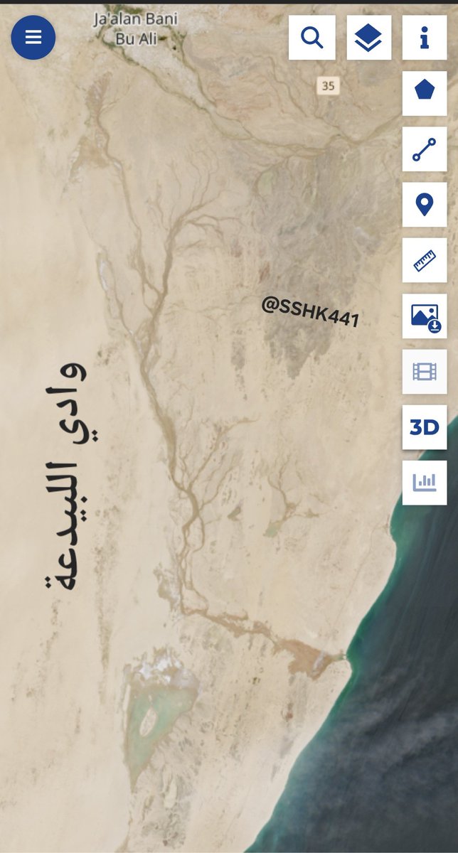SSHK441's tweet photo. صورة عالية الدقة للأودية المحيطة بوادي اللبيدعة في جعلان بني بوعلي 
تُظهر تشكّل بحيرة كبيرة بمحاذاة الوادي بعد تأثيرات #منخفض_المسرات https://t.co/EPzI9ycpT4
