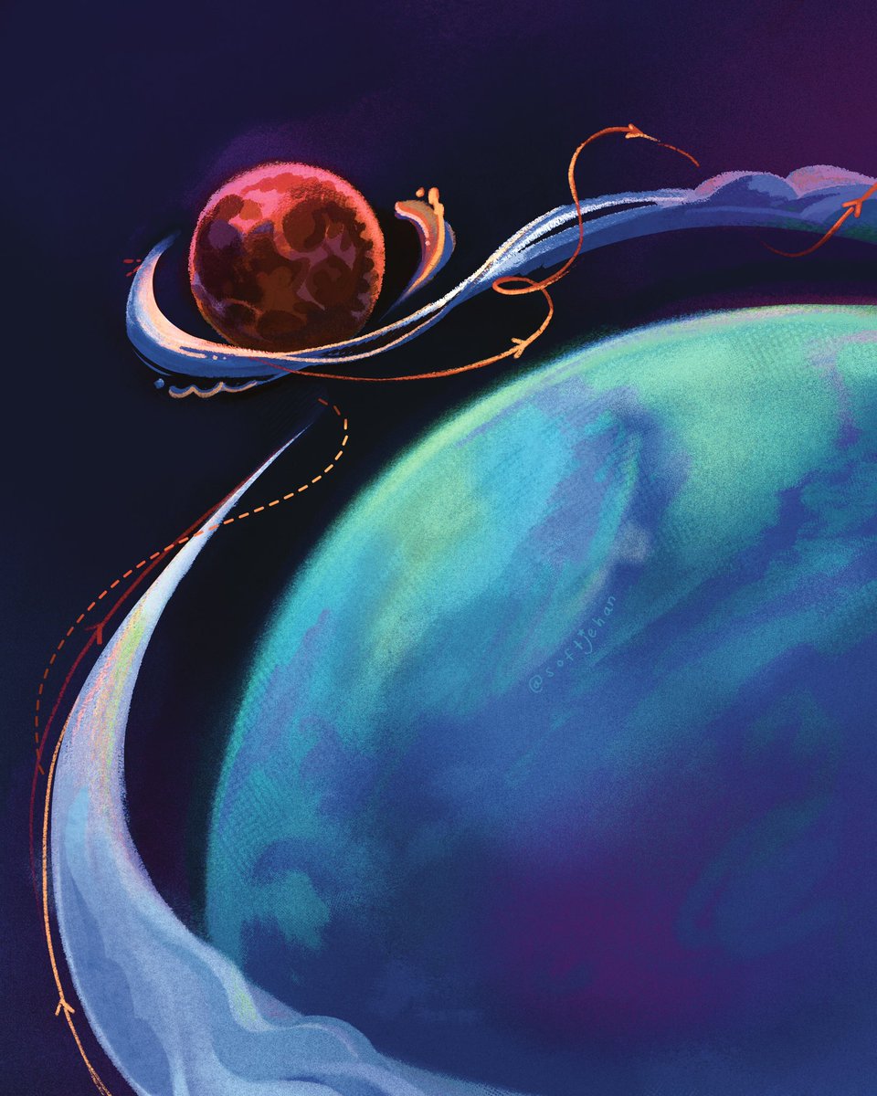 softjehan's tweet photo. our one earth &amp; our one moon

[based on the orion spacecraft’s trajectory to the moon and back]
#artemis #NASA #projecthailmary https://t.co/KLlCdi1APX