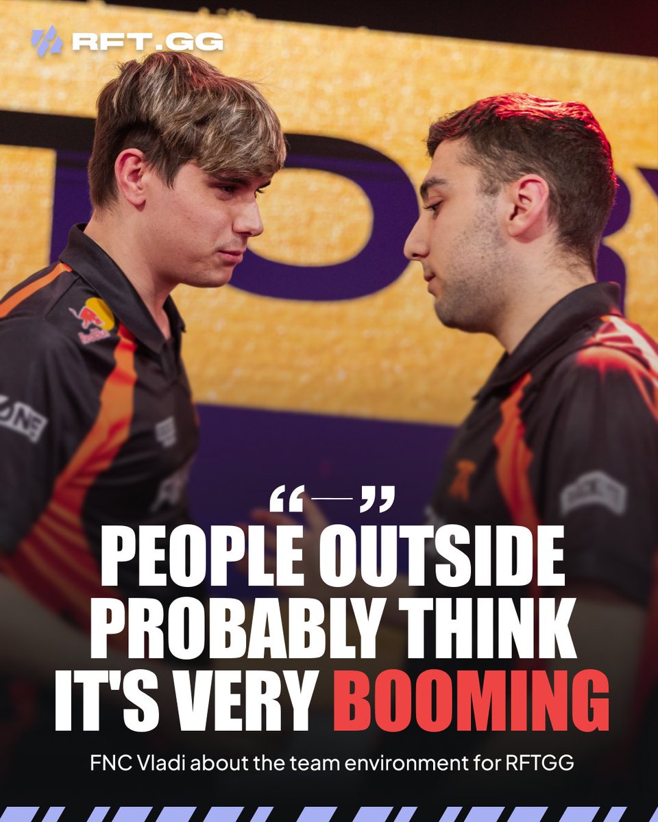 RFTGGlol's tweet photo. Vladi 🇬🇷 on Fnatic situation:
"The environment is pretty nice — people outside probably think it's very booming, but we also have very good people who can calm things down.

Every single one of us is putting in a lot of effort. When you see five people all trying hard, you wouldn't be upset at someone for doing something wrong, because they're still trying."