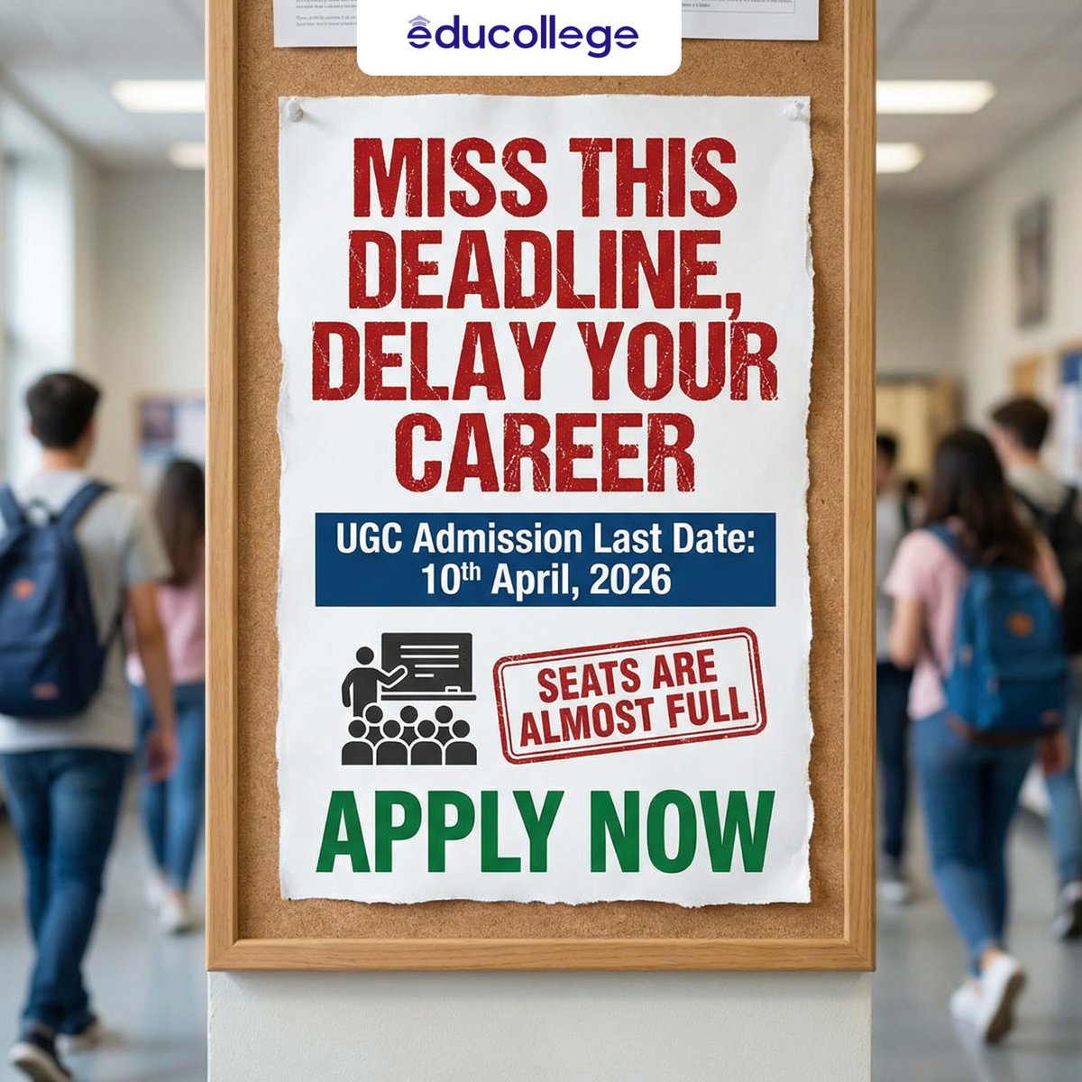educollegeindia's tweet image. A delayed decision is still a decision just not in your favour.
The UGC online admission deadline is 10th April 2026.After this date, you're looking at the next academic cycle that's months of waiting while your career stands still.

#WorkingProfessionals #OnlineMBA #Lakshya