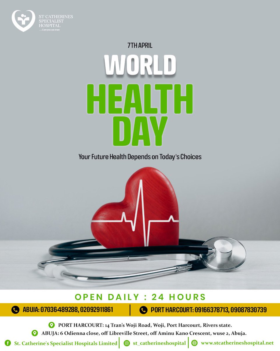 PreciousArchi19's tweet image. Your health is your greatest wealth. 

On World Health Day, let’s remember that small healthy choices today can lead to a stronger, better tomorrow.

#WorldHealthDay
#YourHealthMatters
#health 
#abuja 
#portharcourt