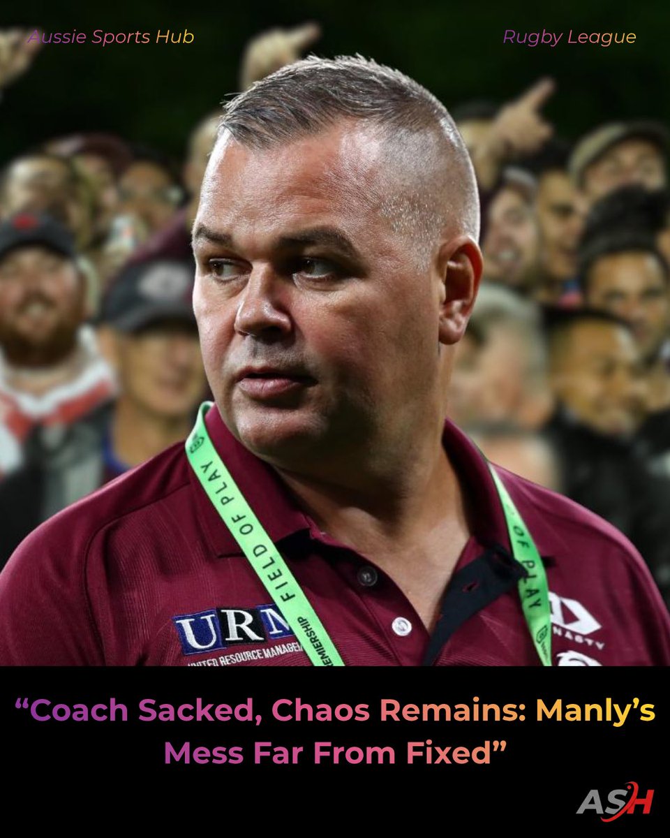 aussiesportshub's tweet photo. Coach out, chaos remains.
Manly’s rebuild just became the NRL’s biggest gamble.
#NRL
#ManlySeaEagles
#SeaEagles
#NRLNews
#NRLDrama
#NRL2026
#RugbyLeague
#FootyTwitter
#NRLFans
#NRLUpdates
#FootyTalk
#SportsDebate
#NRLMedia
#RugbyLeagueLife
#GameDay
#aussiesportshub https://t.co/uOXeApIGYI